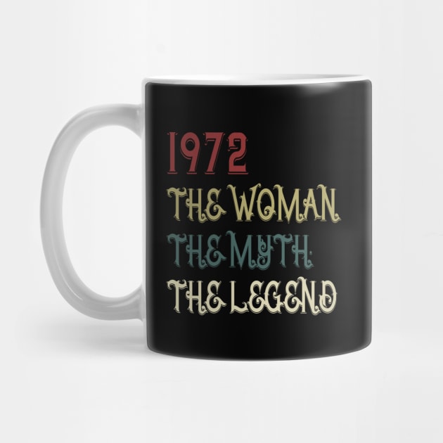 Vintage Retro 1972 Legend Gift 48th Birthday Womens by Damsin